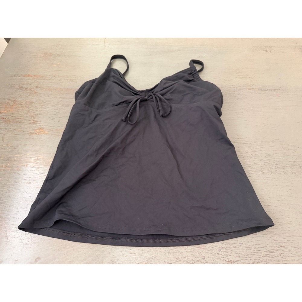 Lands End Black Tankini Top Size 10 Adjustable Straps Shelf Bra Swimwear